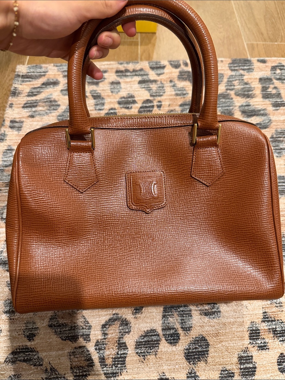 CELINE Structured Brown Leather Satchel - Women Bags